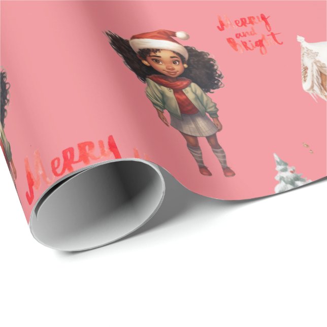 Papel De Regalo Festividad de las niñas pequeñas Navidades (Esquina del rollo)