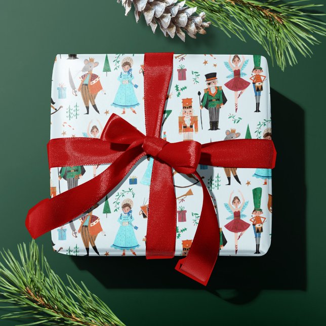 Papel De Regalo Festividad de los Navidades azules de Cutcracker P (Cute Nutcracker Pastel blue Christmas Holiday Wrapping Paper)