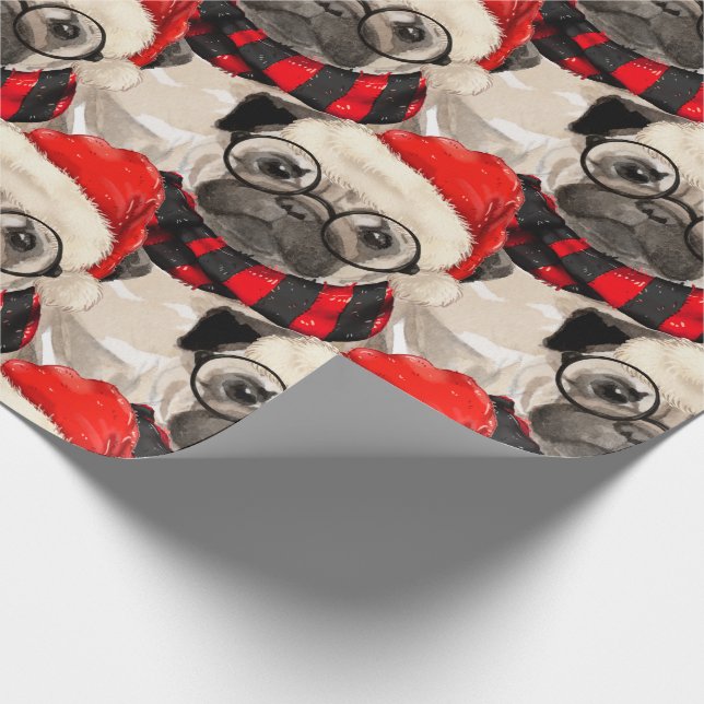 Papel De Regalo Festividad de los Navidades de Dog Pug Lover (Esquina)