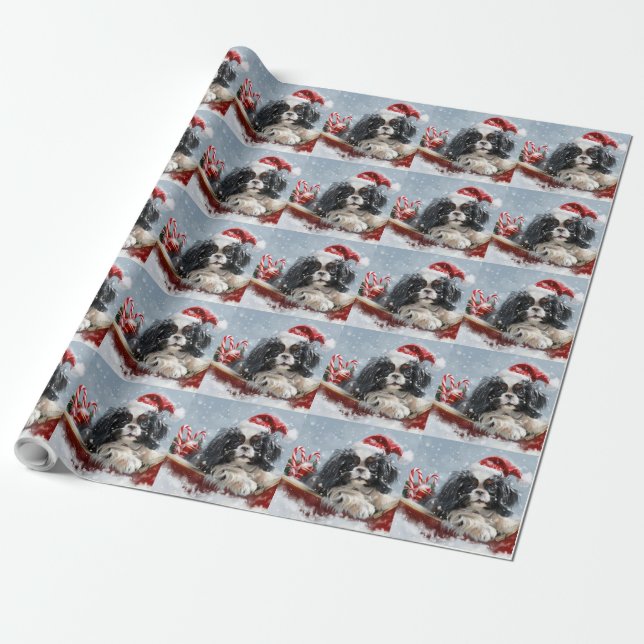 Papel De Regalo Festividad de los Navidades de perro chino (Desenrollado)
