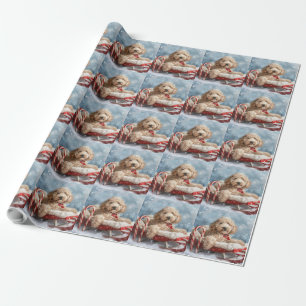 Papel De Regalo Festividad de los Navidades de perro de Goldendood