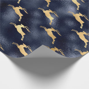 Papel De Regalo Festividad de los Navidades de renos de oro metáli
