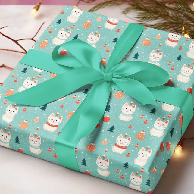 Papel De Regalo Festividad de los Navidades del gato retro (Subido por el creador)