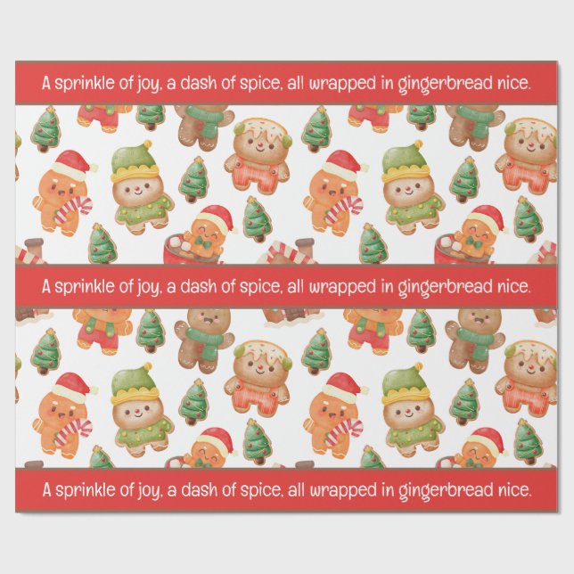 Papel De Regalo Festividad de los Navidades del hombre de jengibre (Superficie plana)