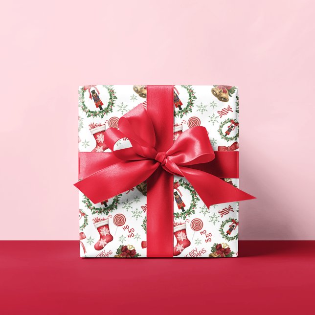 Papel De Regalo Festividad de los Navidades Nutcracker y Red Bow (Subido por el creador)