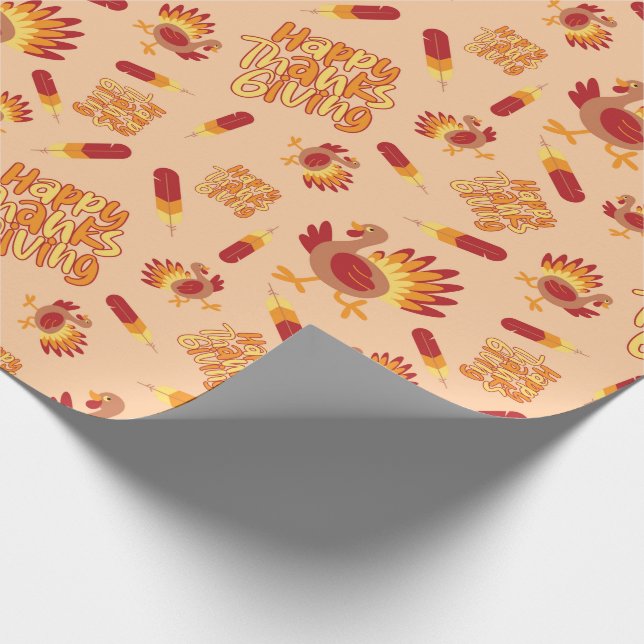 Papel De Regalo Festividad de los pavos Feliz Día de Acción de Gra (Esquina)