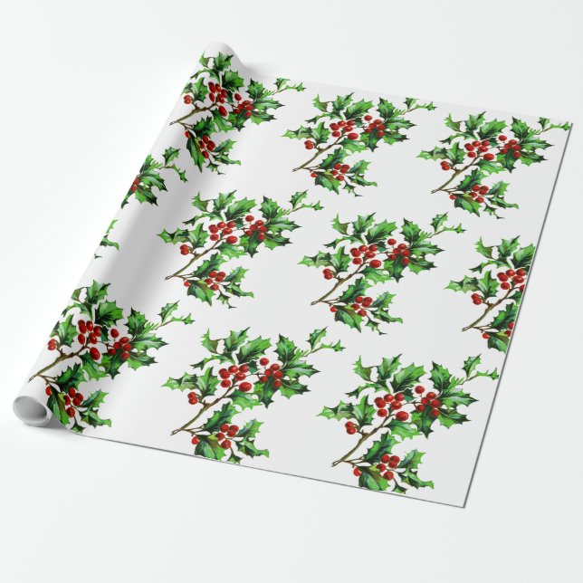 Papel De Regalo Festividad de Navidad añeja en blanco (Desenrollado)