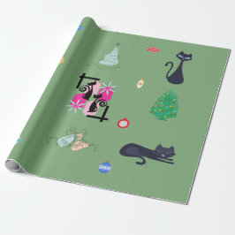 Papel De Regalo Festividad de Navidades de gatos atómicos modernos