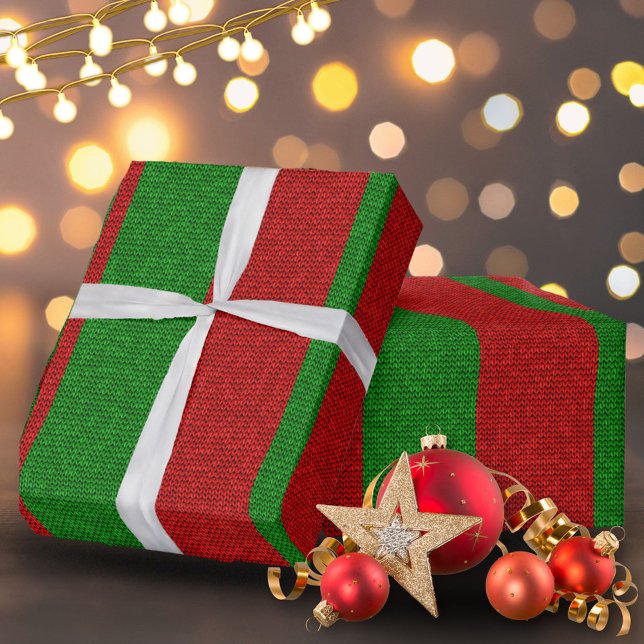 Papel De Regalo Festividad de Navidades de punto rojo y verde (Subido por el creador)