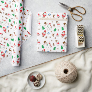 Papel De Regalo Festividad de Navidades del patrón Santa y Snowman