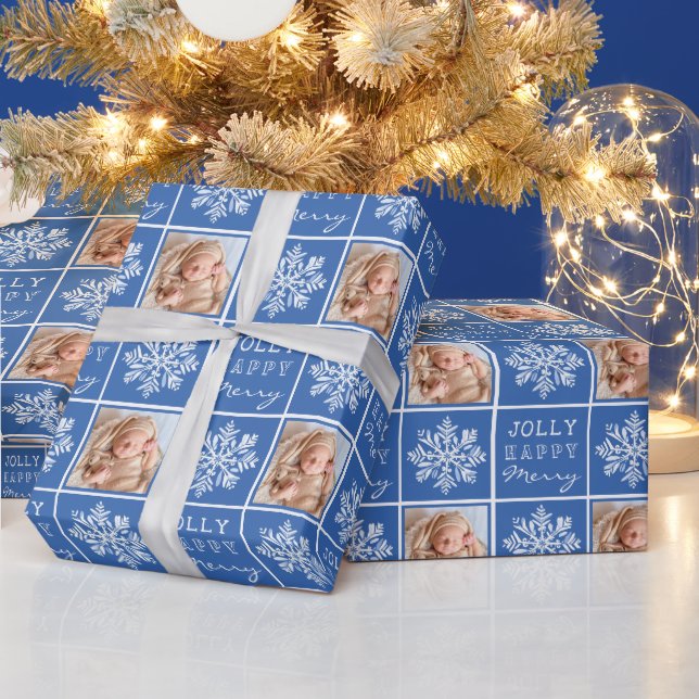 Papel De Regalo Festividad de Navidades fotográficos Blue Jolly Me (Vacaciones)