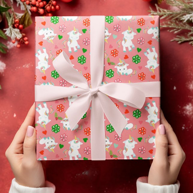 Papel De Regalo Festividad de Navidades rosa de Unicornio (Subido por el creador)