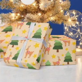 Papel De Regalo Festividad de renos Árbol mágico de Navidad sin pr