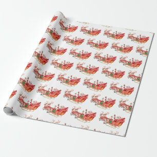 Papel De Regalo Festividad de Santa Claus Sleigh Navidades de vaca
