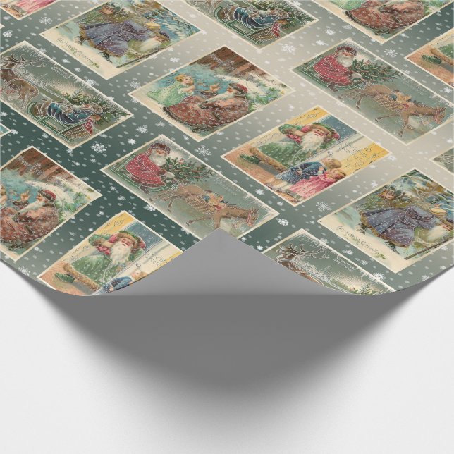 Papel De Regalo Festividad de Santa con resaltados plateados (Esquina)