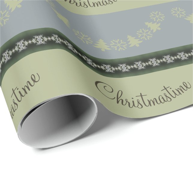 Papel De Regalo Festividad De Snowflake Y Árbol (Esquina del rollo)