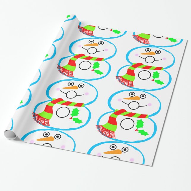 Papel De Regalo Festividad de Snowman con Navidades de la bufanda  (Desenrollado)