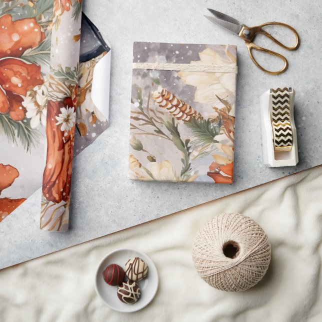 Papel De Regalo Festividad de Snowman y Navidades Florals (Artesanía)