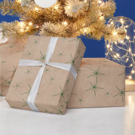 Papel De Regalo Festividad del feriado Kraft Green Snowflakes
