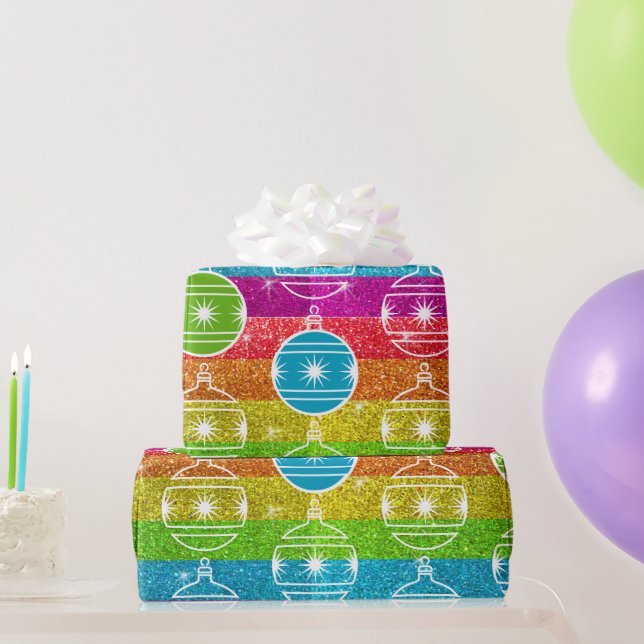 Papel De Regalo Festividad del ornamento navideño gay Purpurina ar (Regalos de fiesta)