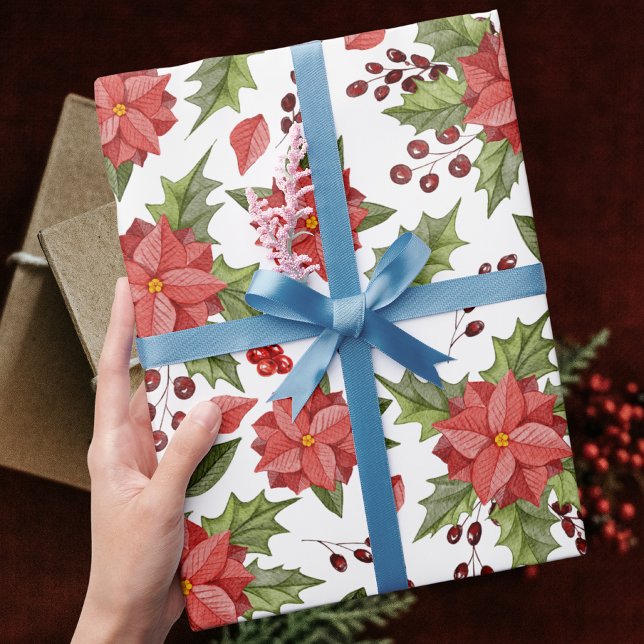 Papel De Regalo Festividad del patrón de Navidades de Poinsettia c (Subido por el creador)