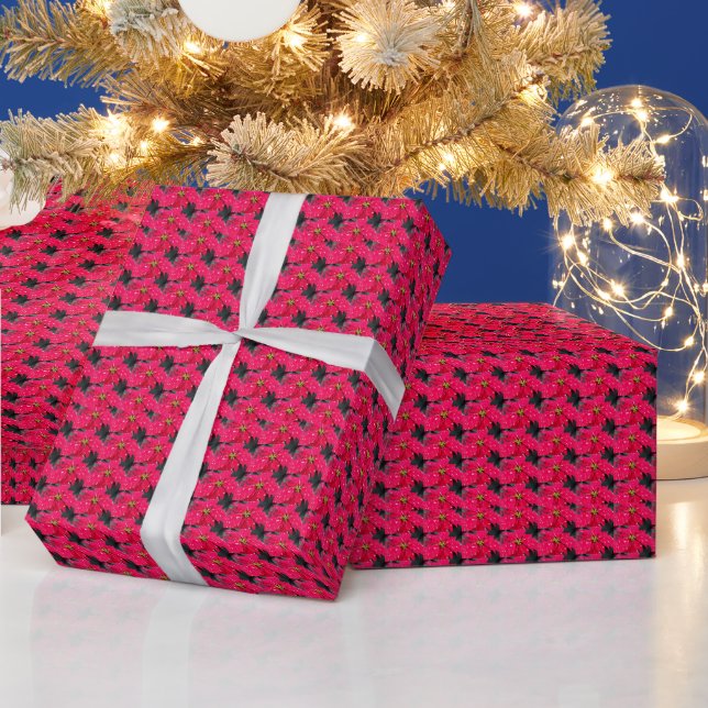 Papel De Regalo Festividad del patrón de Poinsettia Variado Rojo (Vacaciones)