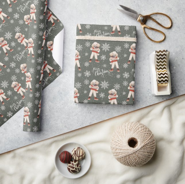 Papel De Regalo Festividad del perro del poodle navideño (Artesanía)