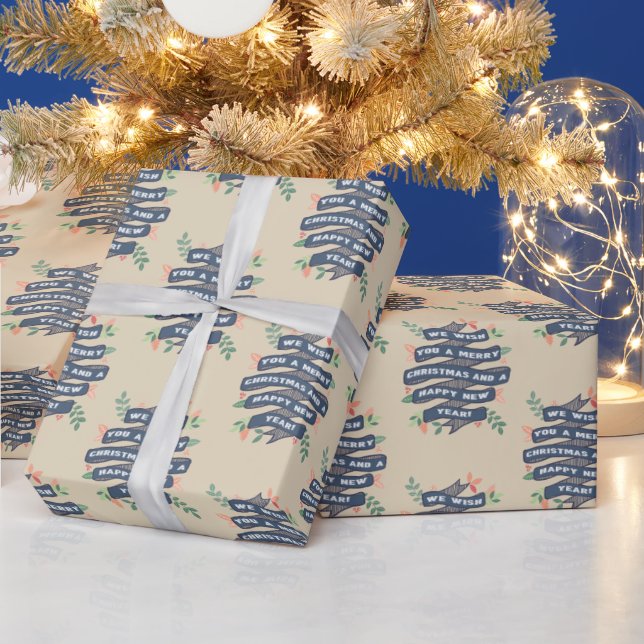 Papel De Regalo Festividad en la pancarta de los Navidades florale (Vacaciones)