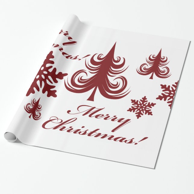 Papel De Regalo Festividad Feliz Árbol de Navidad Snowflakes Gift (Desenrollado)
