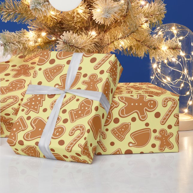Papel De Regalo Festividad Gingerbread Cookie Ligera Amarillo Sin  (Vacaciones)
