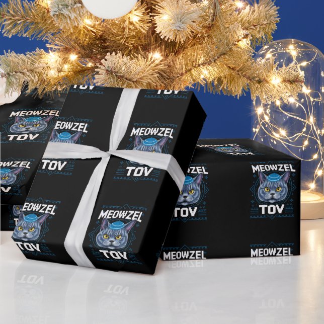 Papel De Regalo Festividad judía de Meowzel Tov Hanukkah (Vacaciones)