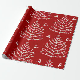 Papel De Regalo Festividad moderna Árbol de Navidad nórdico rojo c