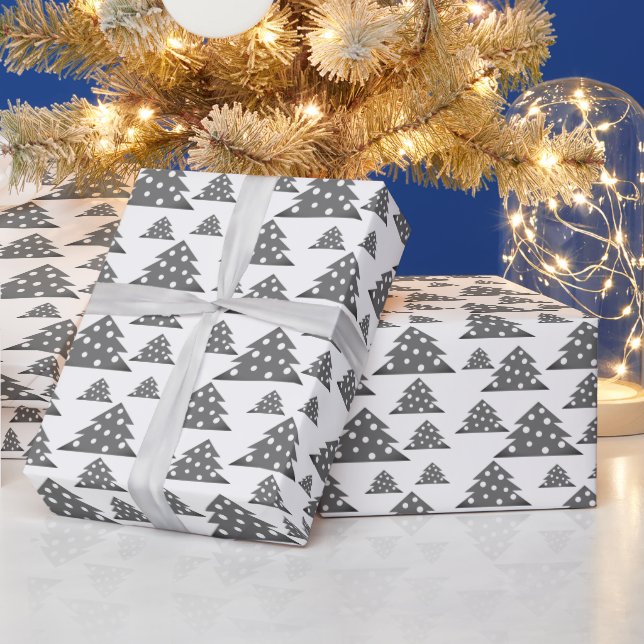 Papel De Regalo Festividad moderna del patrón de árbol de Navidad (Vacaciones)