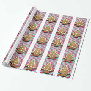 Papel De Regalo Festividad navideña de galletas de pan de jengibr