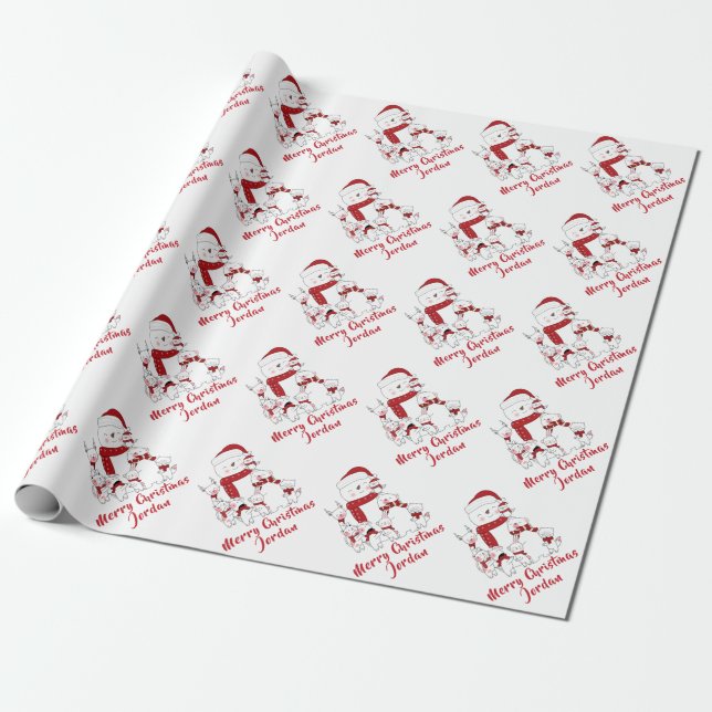 Papel De Regalo Festividad personalizada de Feliz Navidad con Snow (Desenrollado)