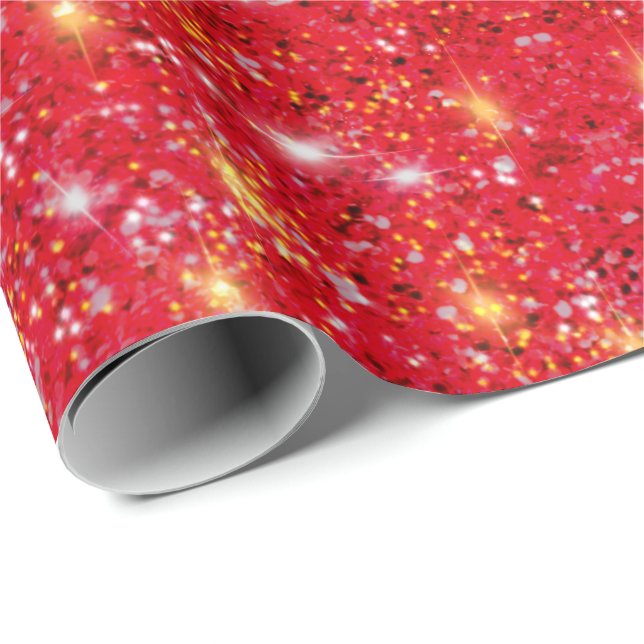 Papel De Regalo Festividad purpurina patrón oro rojo plata (Esquina del rollo)