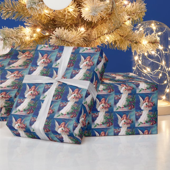 Papel De Regalo festividad vintage Navidad Angel Holiday (Vacaciones)