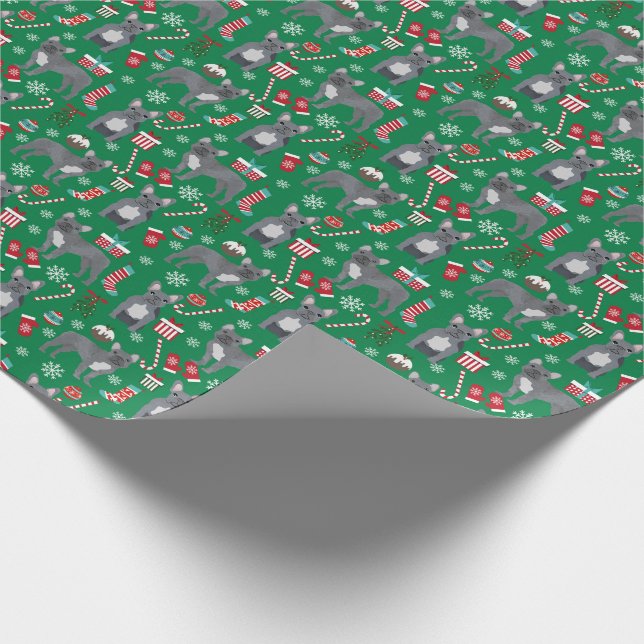 Papel De Regalo Festividades de los Navidades de Bulldog franceses (Esquina)