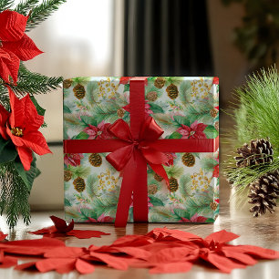 Papel De Regalo Festividades De Los Navidades De Pino Y Pineconas