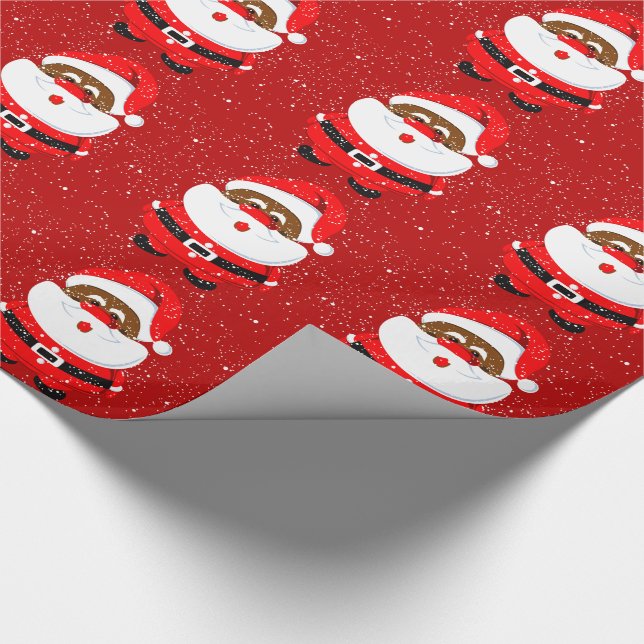 Papel De Regalo Festividades de los Navidades de Santa Claus, afro (Esquina)
