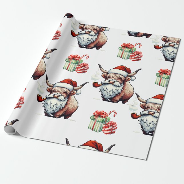 Papel De Regalo Festividades de los Navidades de Santa Cow de la H (Desenrollado)