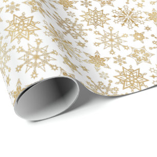 Papel De Regalo Festividades de Navidades de copos de nieve de oro