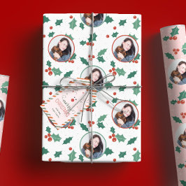 Papel De Regalo Festividades de Navidades fotográficos verdes y bl