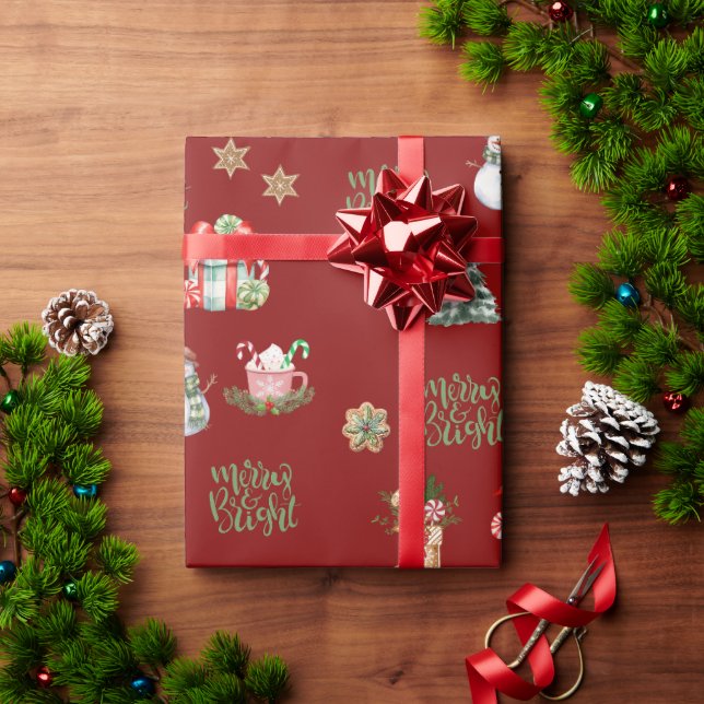 Papel De Regalo Festividades de navidades rojos de Navidades con m (Regalo de vacaciones)