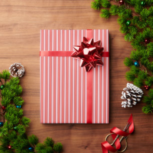 Papel De Regalo Festividades elegantes y rojas en franjas rojas y 