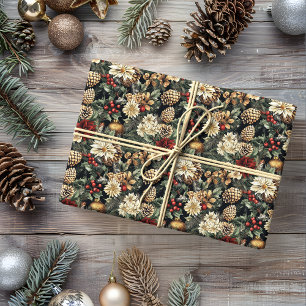 Papel De Regalo Festividades florales de la pina de los Navidades 