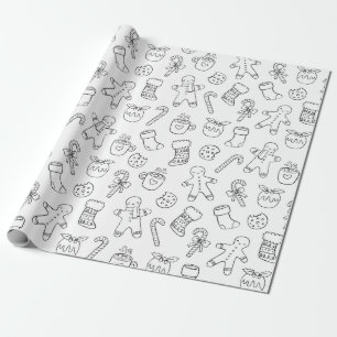 Papel De Regalo Festividades minimalistas de color Me Doodle Navid