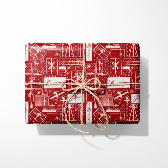 Papel De Regalo Festividades modernas en rojo y blanco (Subido por el creador)