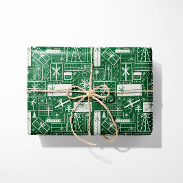 Papel De Regalo Festividades modernas en verde y blanco