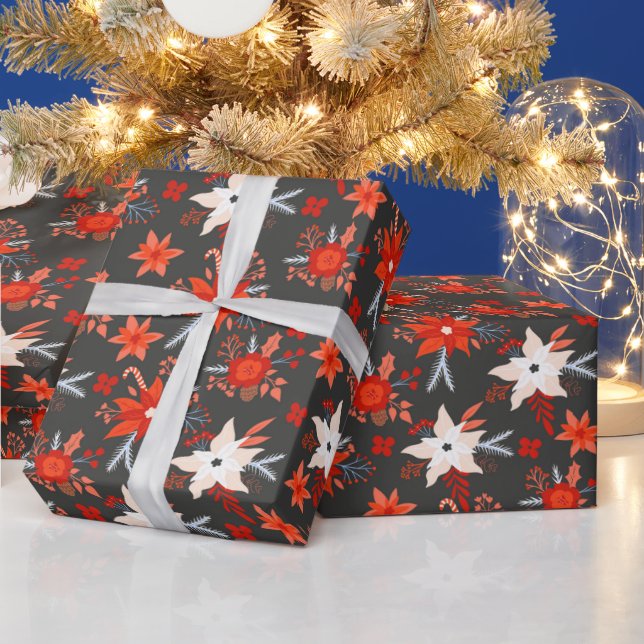 Papel De Regalo Festividades navidades Invierno Festividad Rojo Fl (Vacaciones)